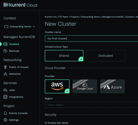 New Cloud Cluster